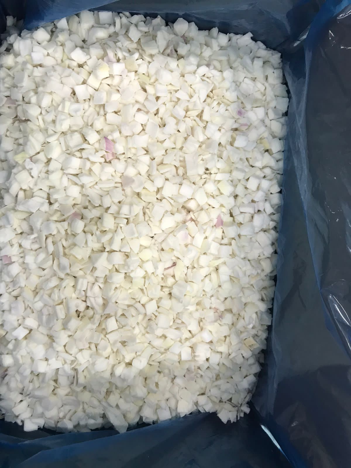 Frozen white onion cubes